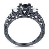 Three Stone Art Deco Round Natural Stone Ring