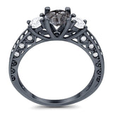 Three Stone Art Deco Round Natural Stone Ring