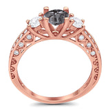 Three Stone Art Deco Round Natural Stone Ring