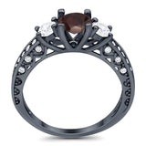 Three Stone Art Deco Round Natural Stone Ring