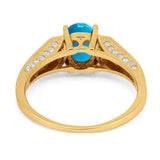 Art Deco Oval Natural Stone Wedding Ring