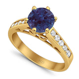 Round Natural Stone Engagement Ring