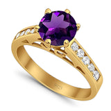 Round Natural Stone Engagement Ring