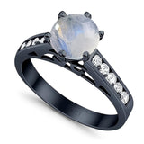 Round Natural Stone Engagement Ring