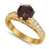 Round Natural Stone Engagement Ring