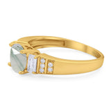 Three Stone Round Natural Stone Ring