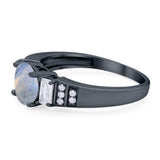 Three Stone Round Natural Stone Ring