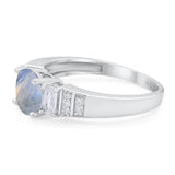 Three Stone Round Natural Stone Ring