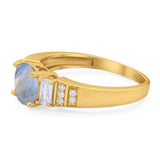 Three Stone Round Natural Stone Ring