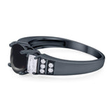 Three Stone Round Natural Stone Ring