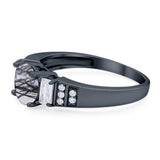 Three Stone Round Natural Stone Ring