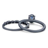 Two Piece Oval Natural Stone Bridal Ring
