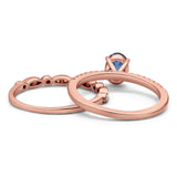 Two Piece Oval Natural Stone Bridal Ring