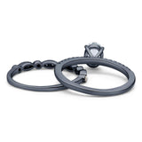 Two Piece Oval Natural Stone Bridal Ring
