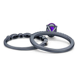Two Piece Oval Natural Stone Bridal Ring