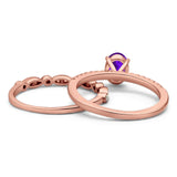 Two Piece Oval Natural Stone Bridal Ring