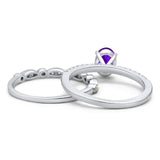 Two Piece Oval Natural Stone Bridal Ring
