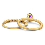 Two Piece Oval Natural Stone Bridal Ring