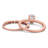 Two Piece Oval Natural Stone Bridal Ring