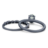 Two Piece Oval Natural Stone Bridal Ring