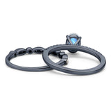 Two Piece Oval Natural Stone Bridal Ring