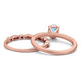 Two Piece Oval Natural Stone Bridal Ring