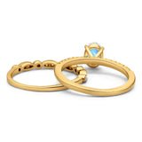Two Piece Oval Natural Stone Bridal Ring