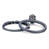 Two Piece Oval Natural Stone Bridal Ring
