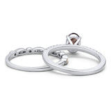 Two Piece Oval Natural Stone Bridal Ring