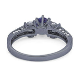 Art Deco Round Natural Stone Cocktail Ring