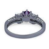 Art Deco Round Natural Stone Cocktail Ring