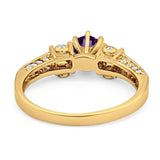 Art Deco Round Natural Stone Cocktail Ring