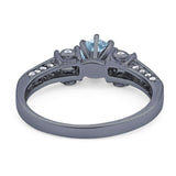 Art Deco Round Natural Stone Cocktail Ring