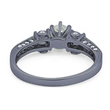 Art Deco Round Natural Stone Cocktail Ring