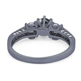 Art Deco Round Natural Stone Cocktail Ring