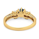 Art Deco Round Natural Stone Cocktail Ring