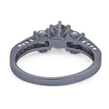 Art Deco Round Natural Stone Cocktail Ring