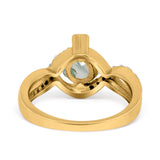 Art Deco Round Natural Stone Twisted Ring