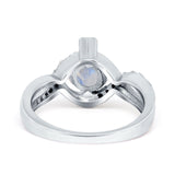 Art Deco Round Natural Stone Twisted Ring
