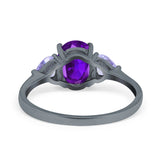 Art Deco Oval Natural Stone Trio Ring