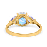 Art Deco Oval Natural Stone Trio Ring