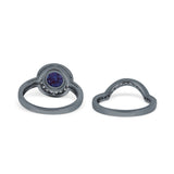 Two Piece Round Natural Stone Bridal Ring