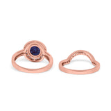 Two Piece Round Natural Stone Bridal Ring
