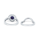 Two Piece Round Natural Stone Bridal Ring