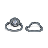Two Piece Round Natural Stone Bridal Ring