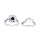 Two Piece Round Natural Stone Bridal Ring