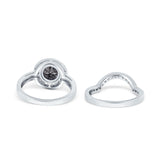 Two Piece Round Natural Stone Bridal Ring