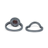 Two Piece Round Natural Stone Bridal Ring