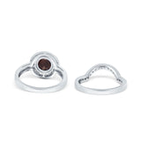 Two Piece Round Natural Stone Bridal Ring
