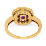 Vintage Style Round Natural Stone Halo Ring